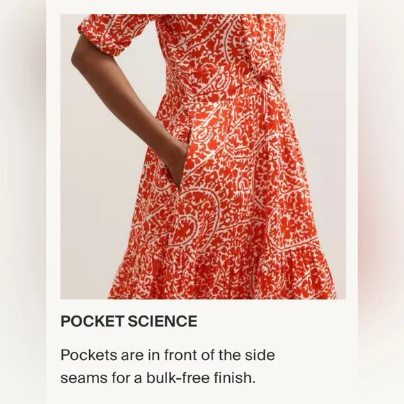 ME+EM | VGUC Cheesecloth Mono Paisley Print Maxi Dress Red Orange Cotton, US 14 - Picture 9 of 14